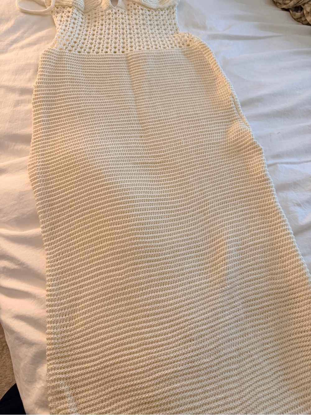 SHEIN Crochet Halter Maxi Dress in Cream - Picture 6 of 8